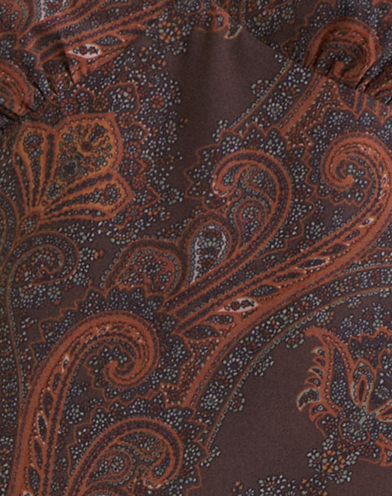 Image of Karilo Long Sleeve Top in Chiffon Royal Paisley Burgundy