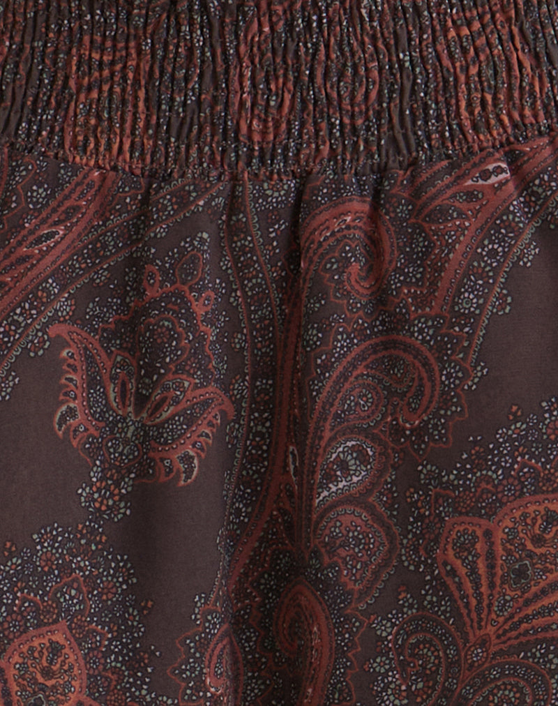 Image of Tylan Mini Skirt in Chiffon Royal Paisley Burgundy