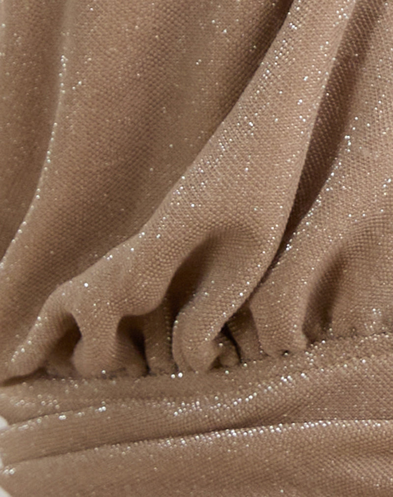 Image of Karise Plunge Top in Glitter Lurex Mesh Cream