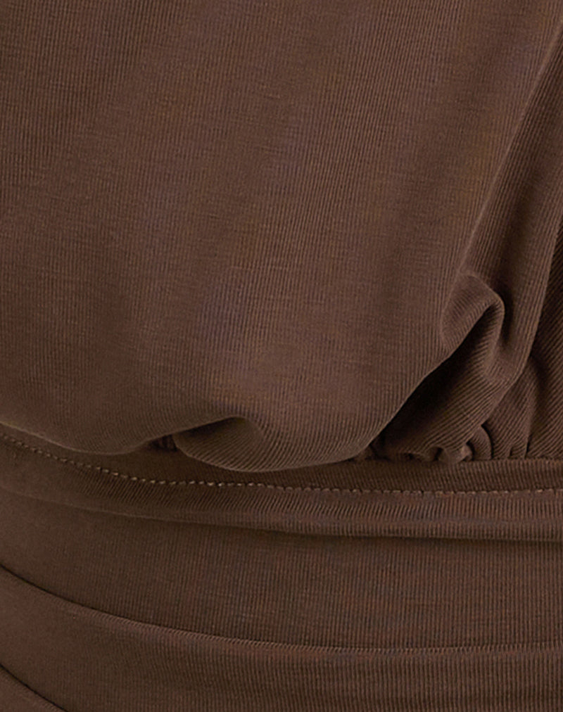 Image of Karise Plunge Top in Cupro Bitter Chocolate