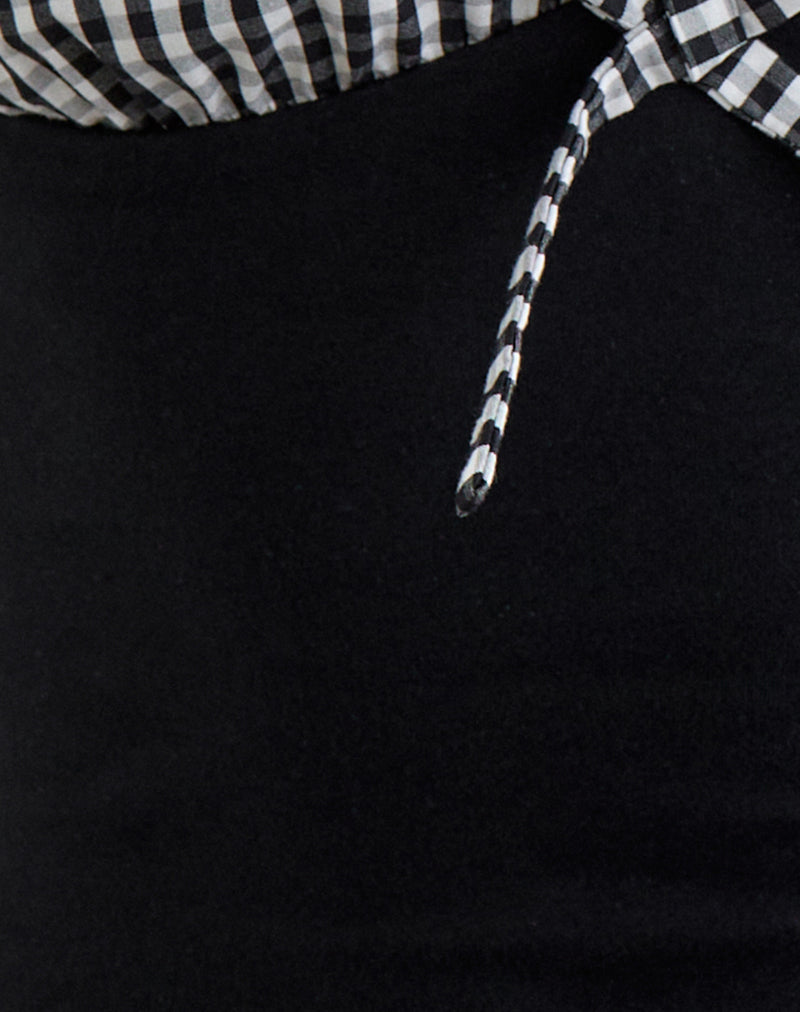Image of Kary Plunge Top in Mini Gingham Grey and Black Combination