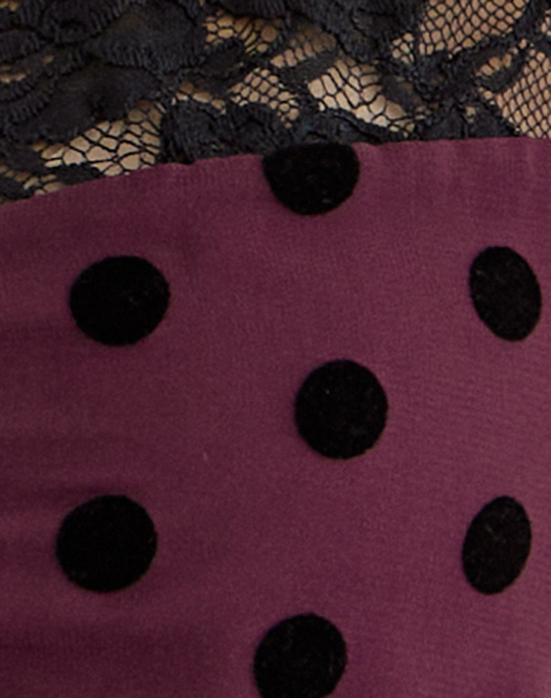 Image of Kasia V-Neck Top in Vintage Polka Maroon
