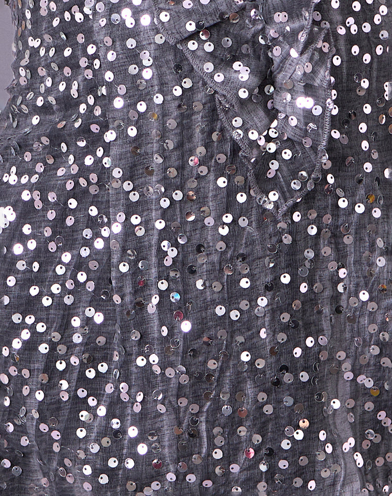 Image of Kasuya Mini Dress in Chiffon Sequin Grey