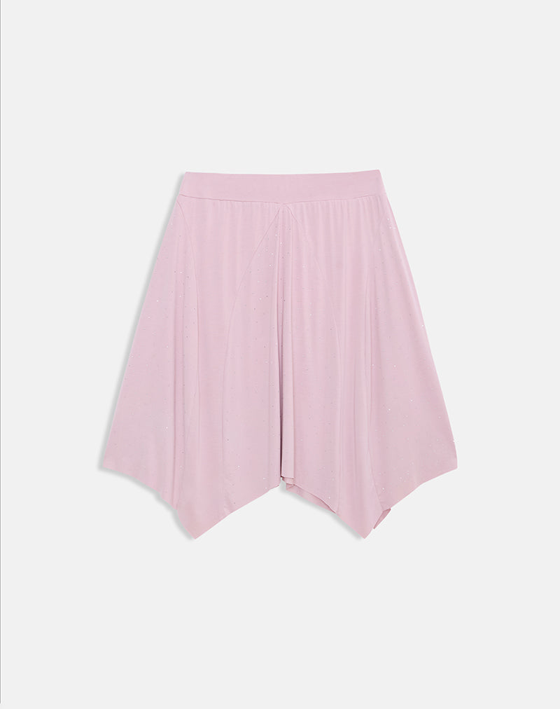 Image of Kaulu Midi Skirt in Cupro Dusty Pink with Rhinestones