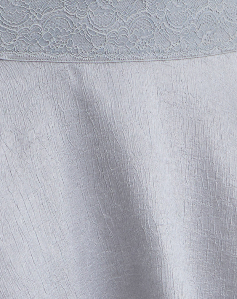 Image of Kavaji Mini Skirt with Lace Trim in Silver Shimmer