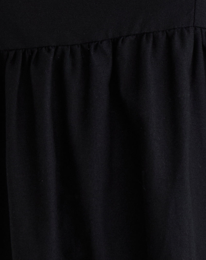 Image of Kayla Square Neck Mini Dress in Linen Black