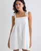 Image of Kayla Square Neck Mini Dress in Linen Ivory