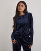 Image of Kellen Button Up Cardigan in Velour Navy