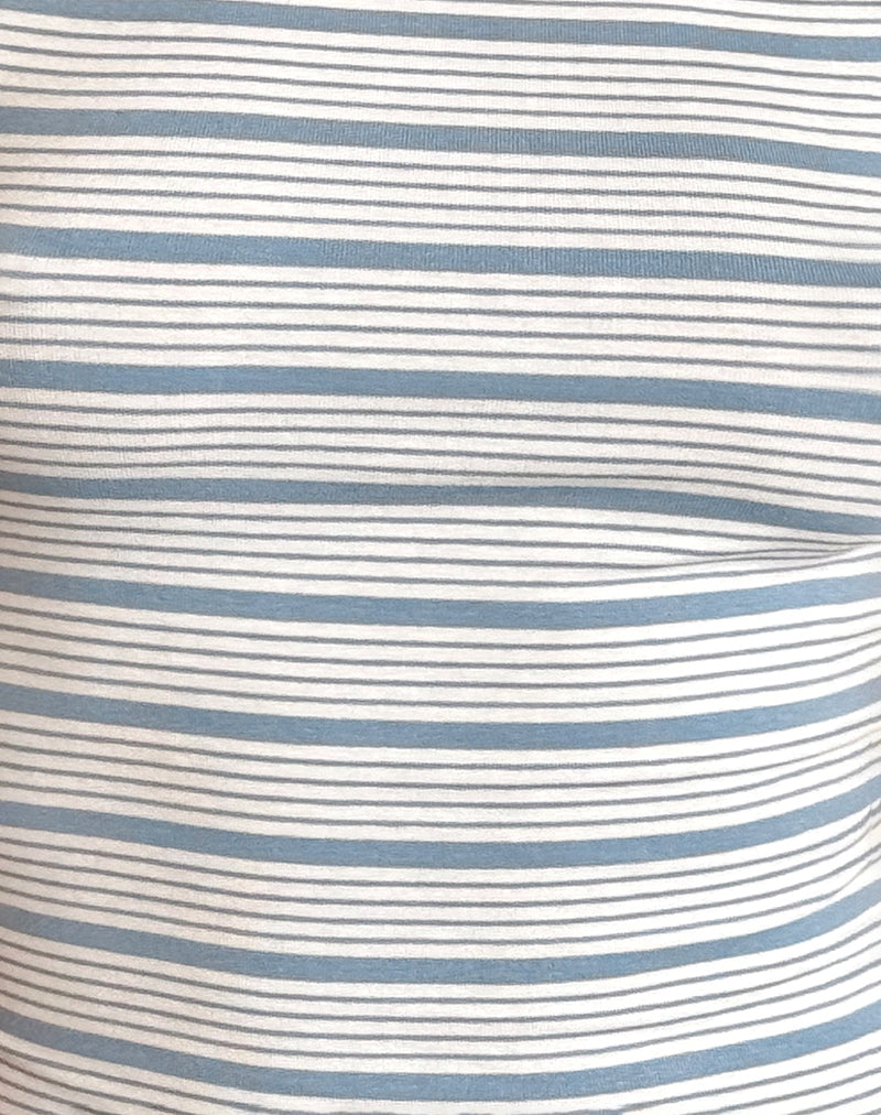 Image of Kenichi Top in Stripe Blue and White Jersey
