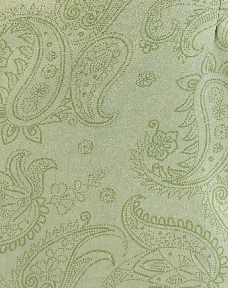 Image of Kenja Bardot Mini Dress in Retro Paisley Lime