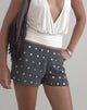 Image of Kenta Hot Pant in Studded Chiffon Dark Grey