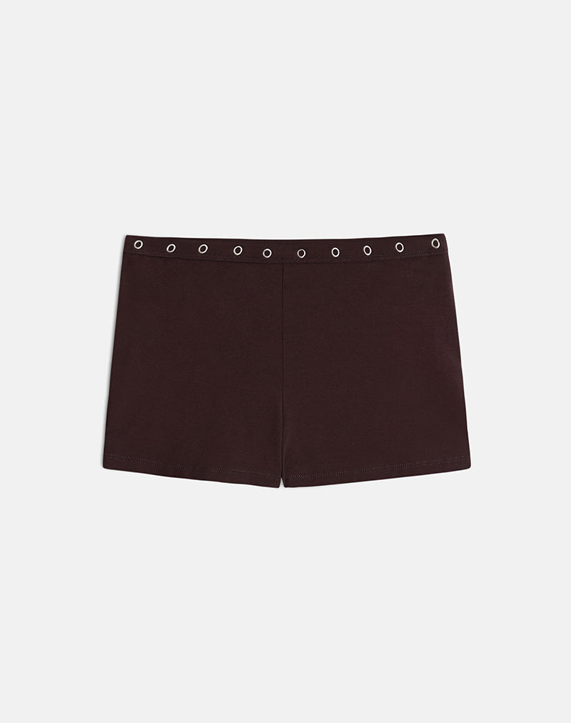 Image of Kento Hot Pant in Bitter Chocolate with Eyelets