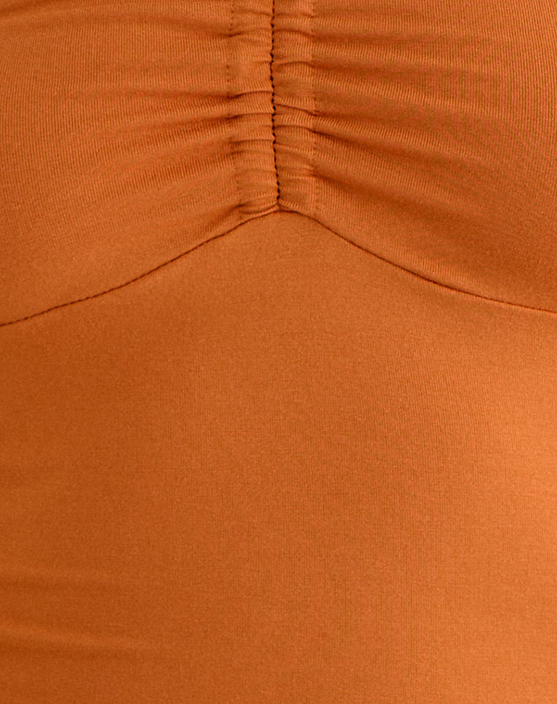 Image of Keona Halterneck Top in Rayon Jersey Sunset Orange