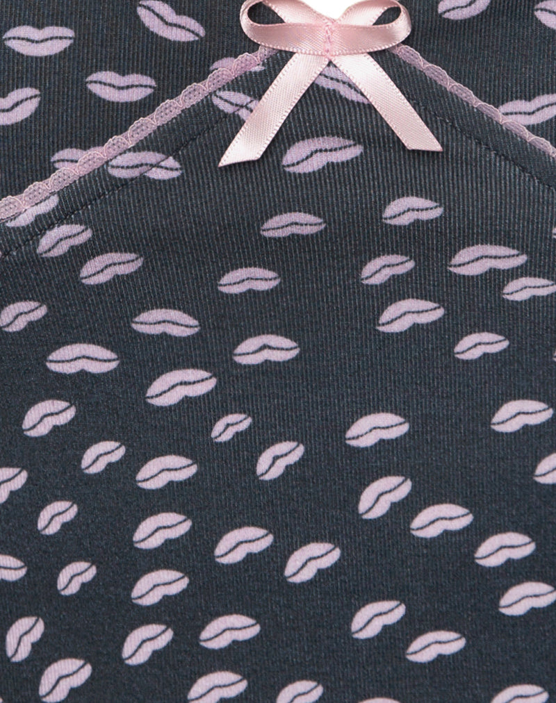 Image of Narumi Cami Top in Black Micro Lips Pink