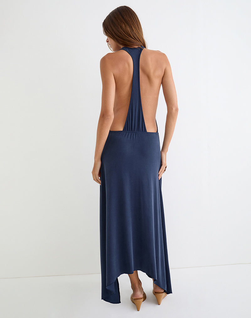 Image of Kiku Maxi Dress in Cupro Navy