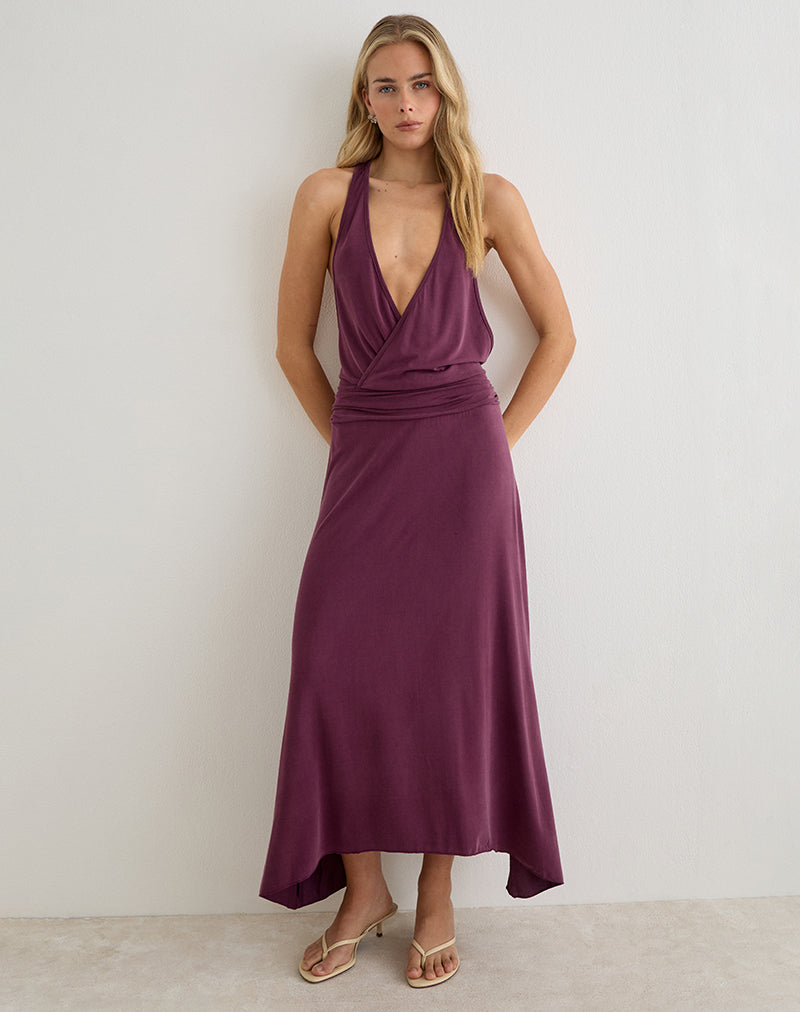 Image of Kiku Maxi Dress in Cupro Deep Purple