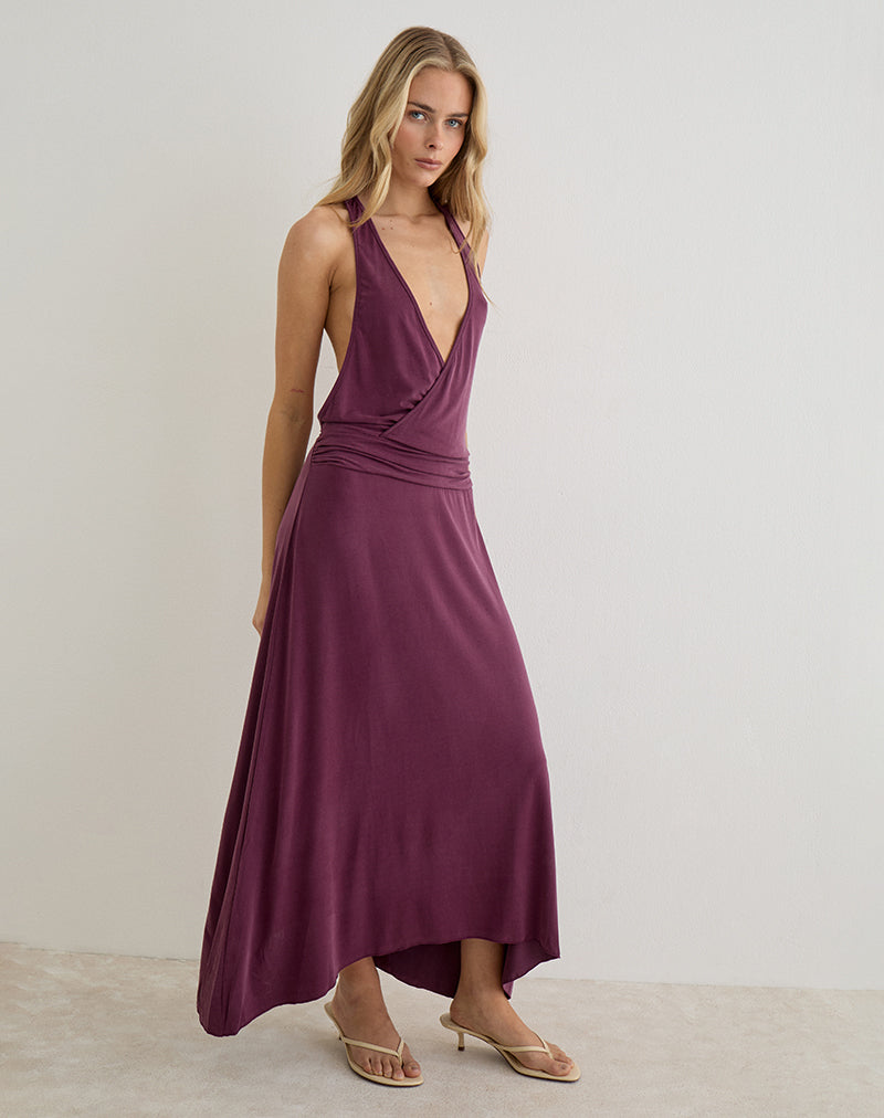 Image of Kiku Maxi Dress in Cupro Deep Purple