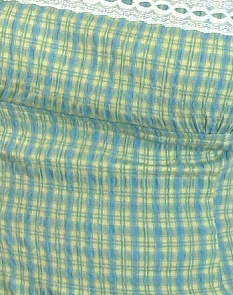 Image of Kinaya Cami Top in Blue and Yellow Check