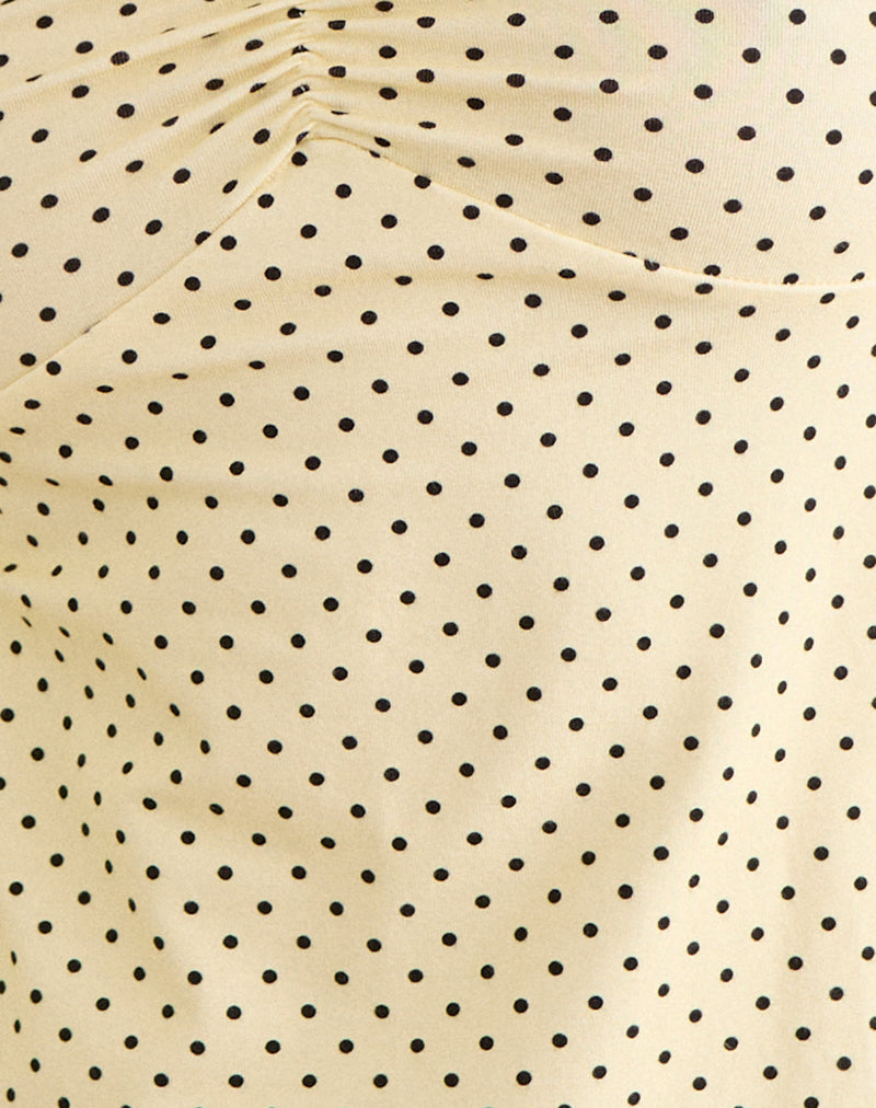 Image of Kindos Halter Top in Butter Yellow with Micro Polka Dots