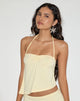 Image of Kins Asymmetric Halterneck Top in Rayon Lemon