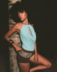 Image of Kiri Cowl Top with Eyelets in Rayon Jersey Aqua