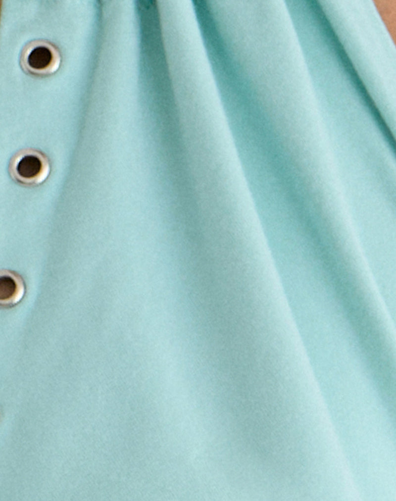 Image of Kiri Cowl Top with Eyelets in Rayon Jersey Aqua