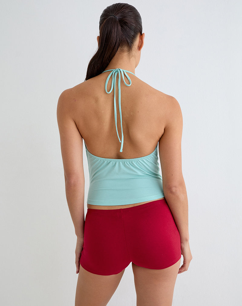 Image of Kiri Cowl Top with Eyelets in Rayon Jersey Aqua