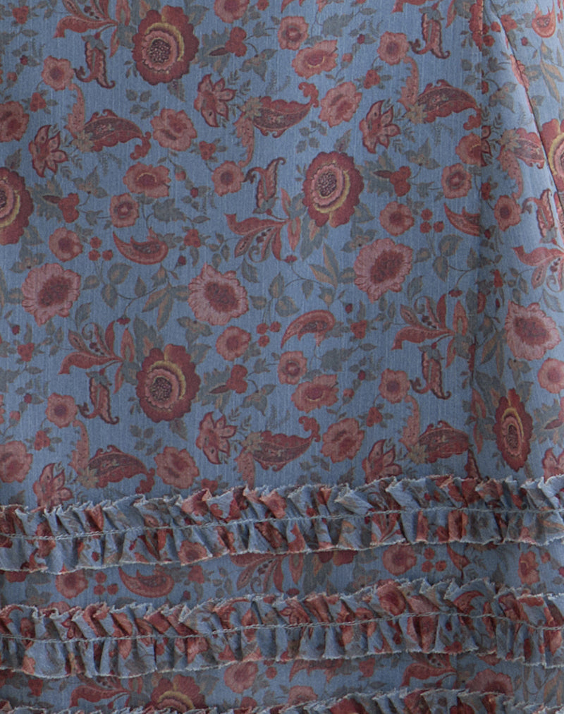 Image of Koharu Mini Dress in Shadow Blossom Blue Chiffon