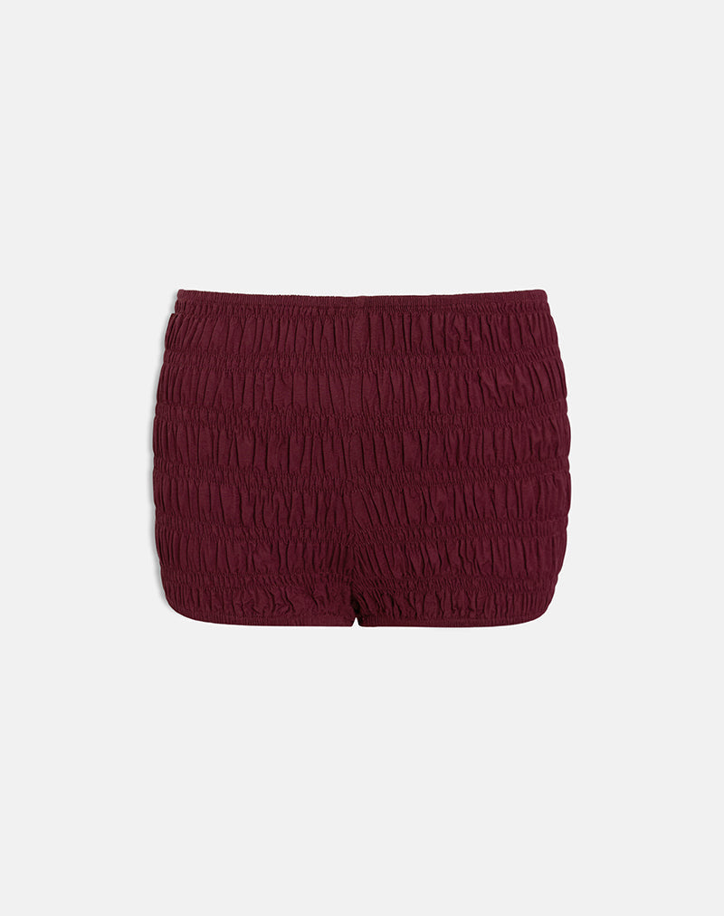 Image of Kubo Ruched Shorts in Maroon