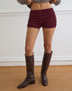 Image of Kubo Ruched Shorts in Maroon