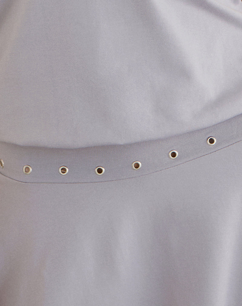 Image of Kureha Mini Dress with Eyelets in Rayon Jersey Lilac Grey