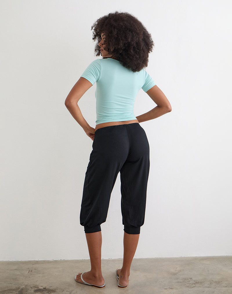 Image of Kurty Capri Trouser in Rayon Jersey Black