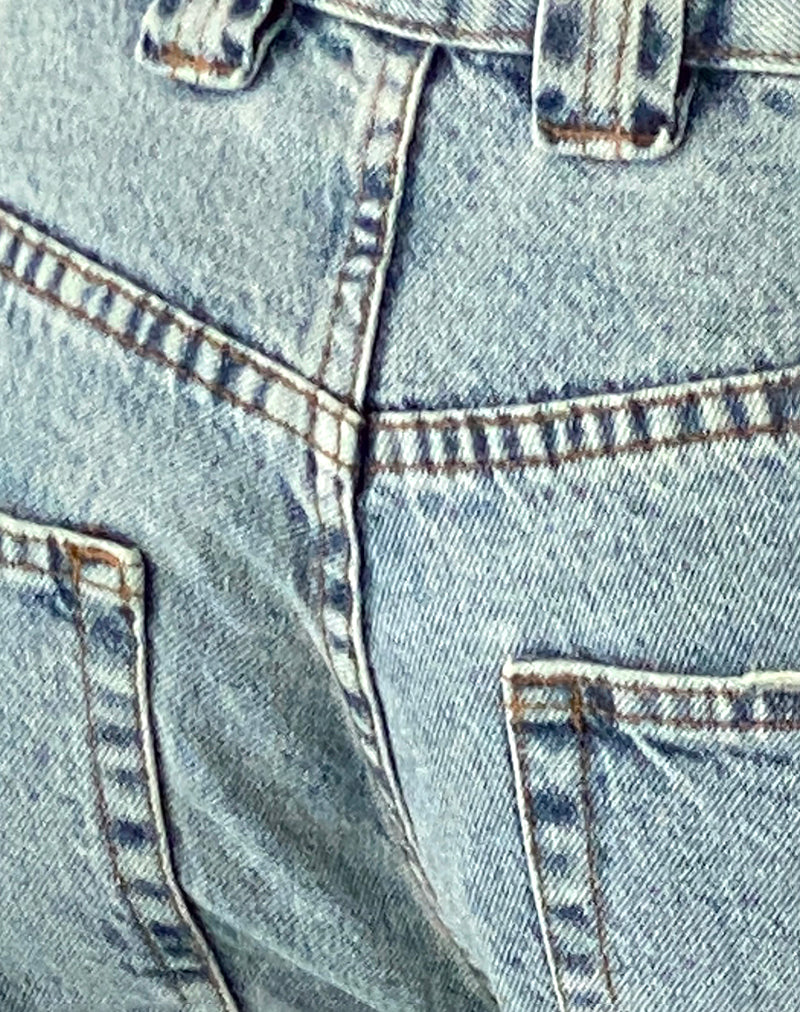 Image of Low Rise Denim Skater Shorts in Bleach Denim