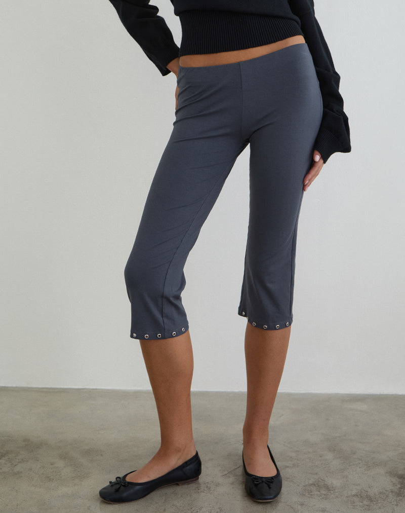 Image of Kyogai Capri Trouser in Jersey Ocean Storm with Eyelets