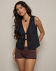 Image of Kayve Tie Front Top in Black