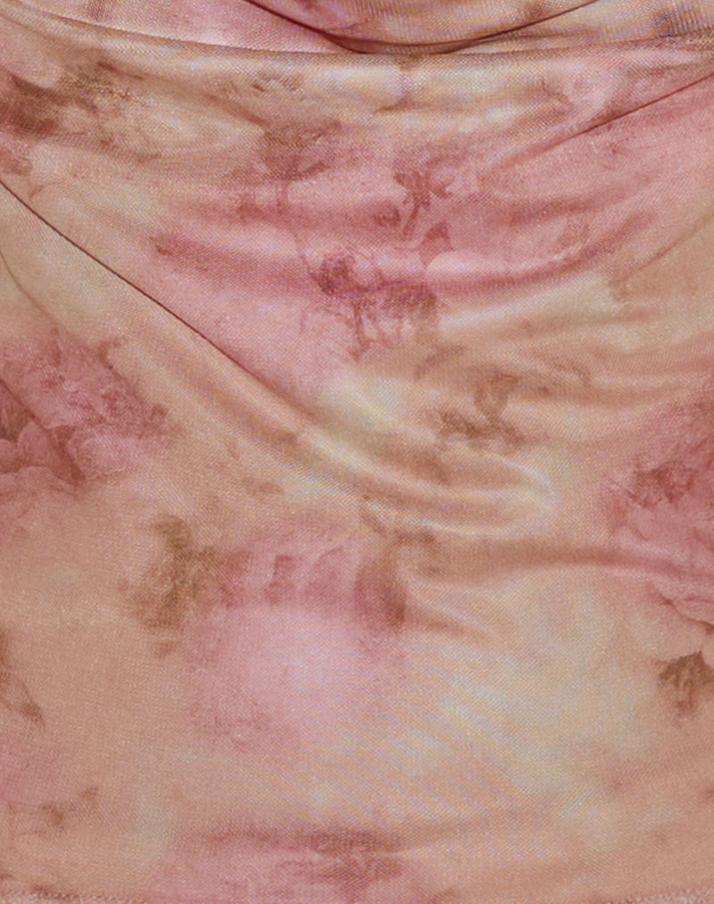 Image of Lahira Cowl Neck Top in Smoky Floral Peach
