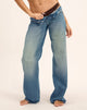 Image of Low Rise Parallel Jeans in Sea Green