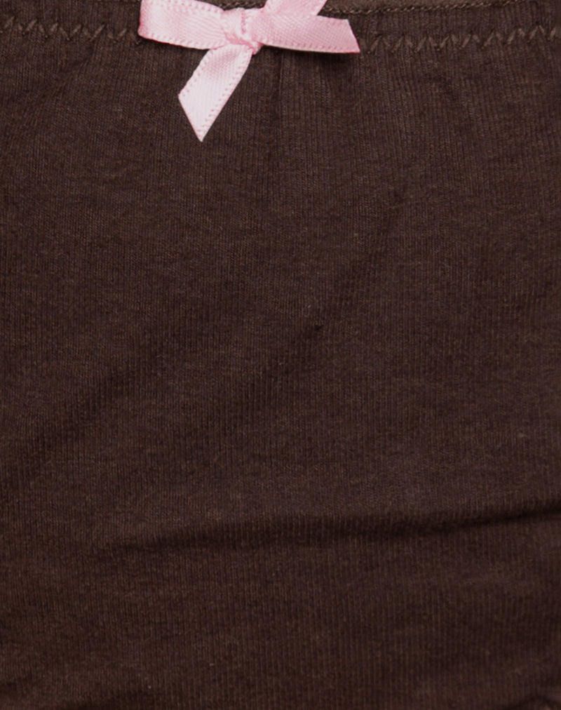 Image of Adrienne Thong in Jersey Chocolate with Pink Bow