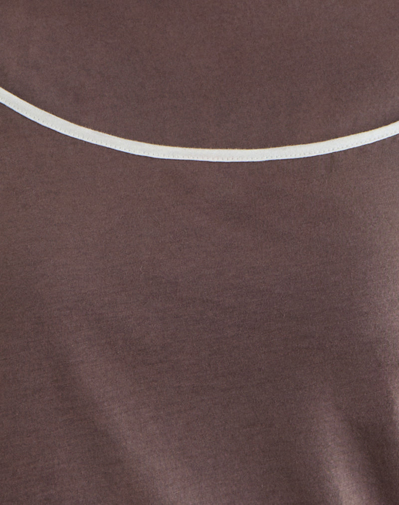Image of Laken Long Sleeve Top in Walnut with Vanilla Ice Binding