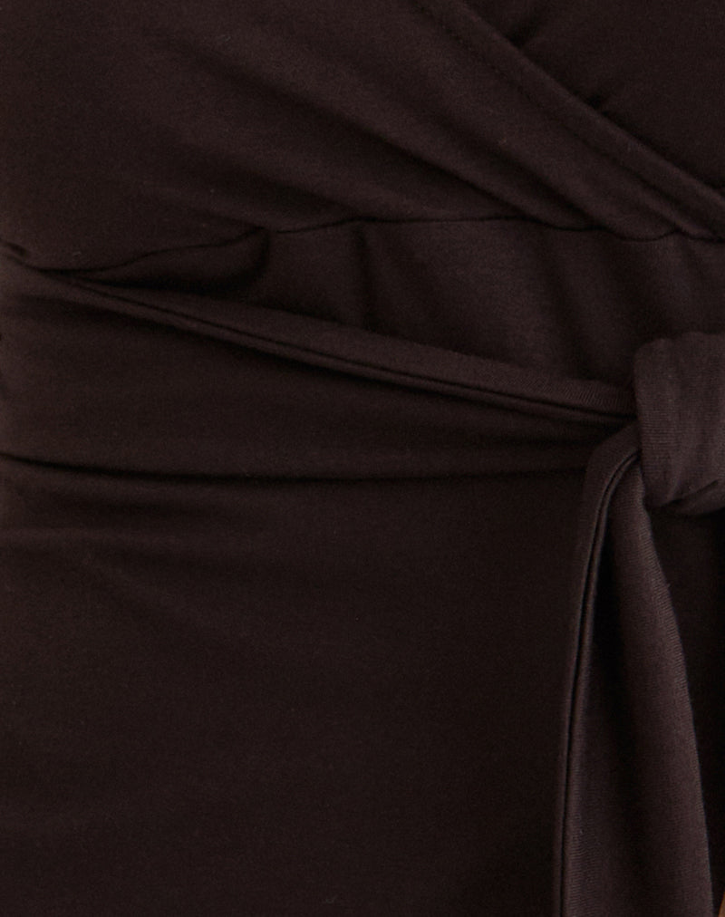 Image of Lamae Wrap Top in Bitter Chocolate