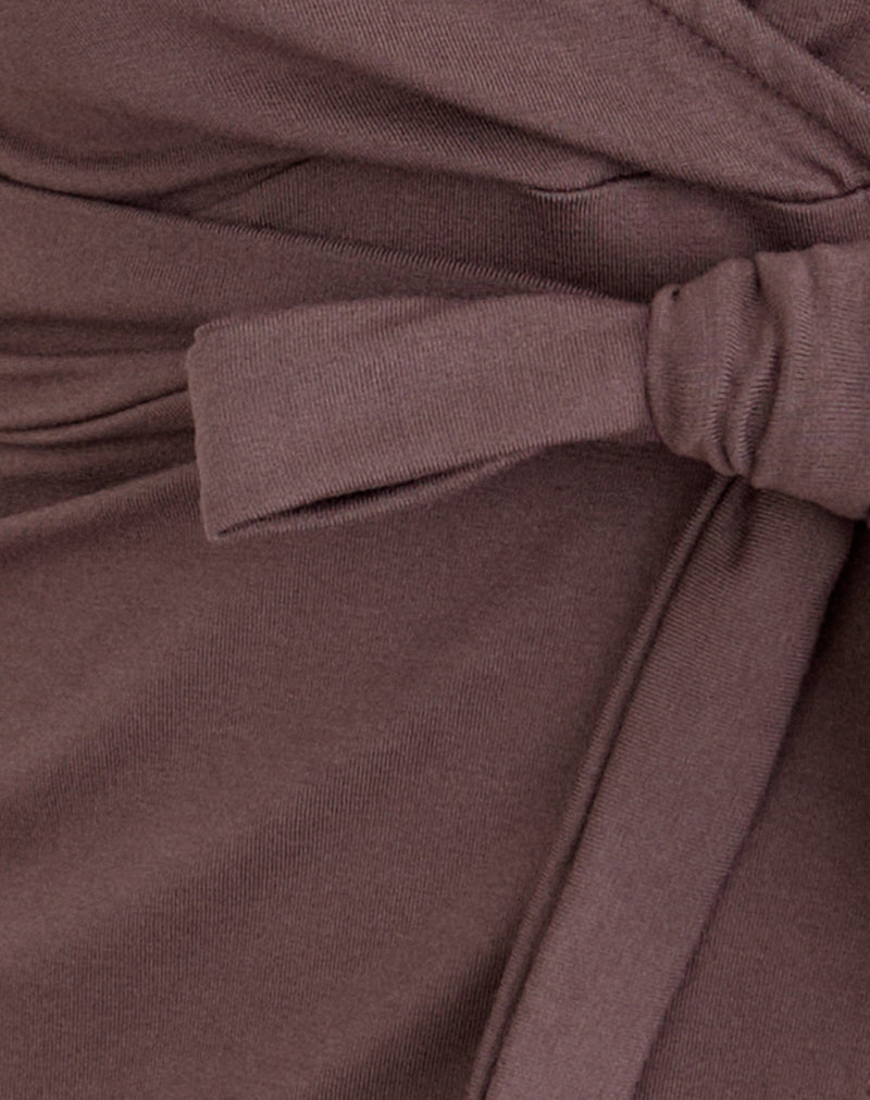 Image of Lamae Wrap Top in Deep Taupe