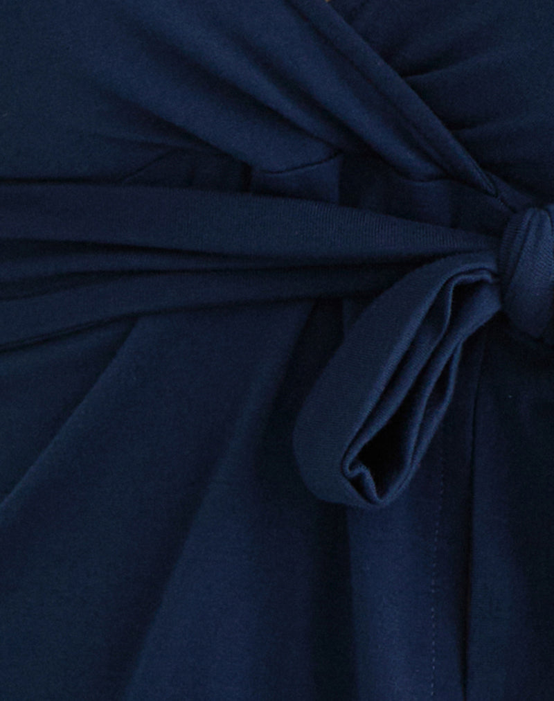 Image of Lamae Wrap Top in Navy