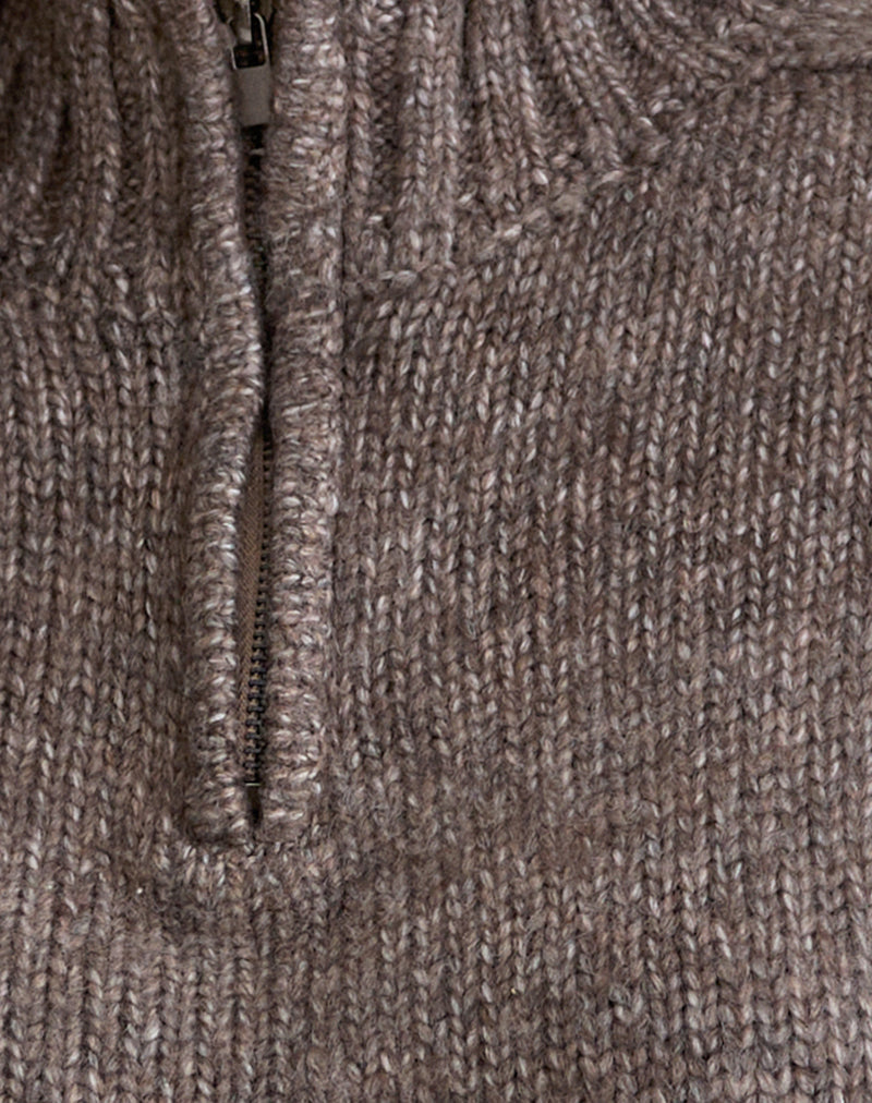 Image of Lamara Quater Zip Jumper in Dark Brown Marl