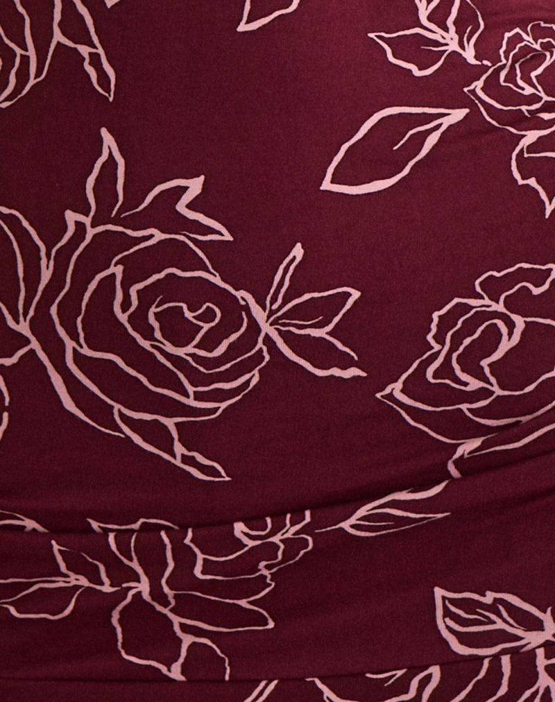 Image of Lanai Mini Dress in Outline Rose Maroon