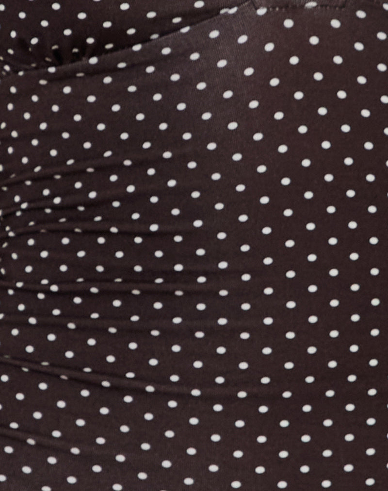 Image of Lanai Mini Dress in Micro Polka Brown