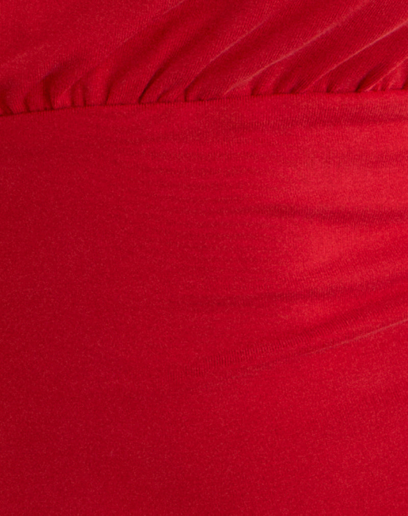 Image of Lanthe Deep Plunge Top in Cupro Red