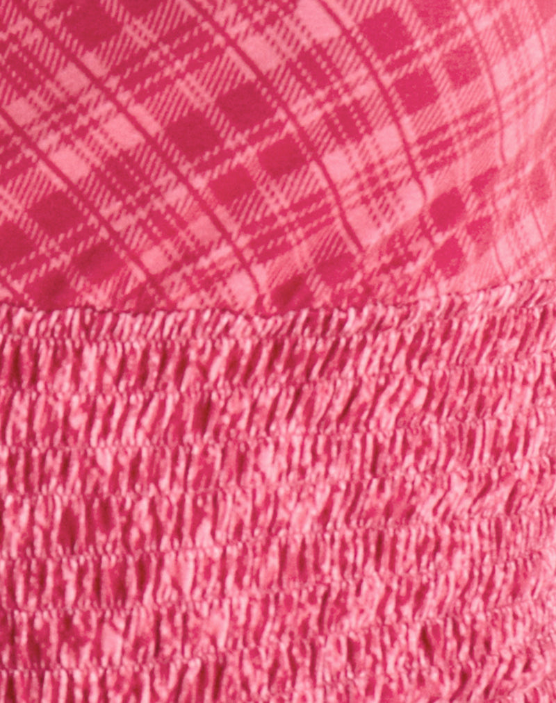Image of Lantia Shirred Top in Tilted Check Pink