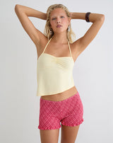 Image of Ritala Shirred Micro Short in Tilted Check Pink