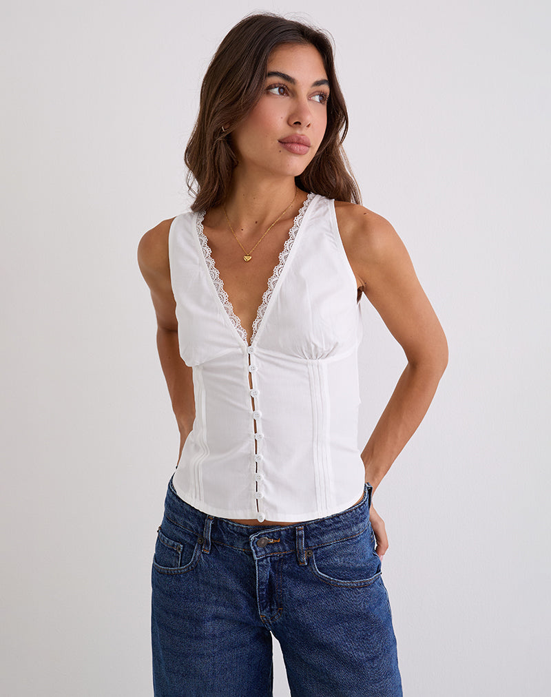 Image of Lasily V Neck Corset Top in White