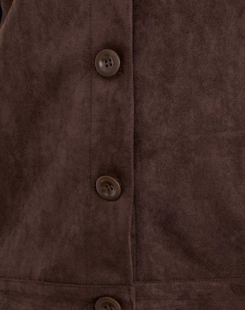 Image of Lastika Jacket in Faux Suede Dark Brown